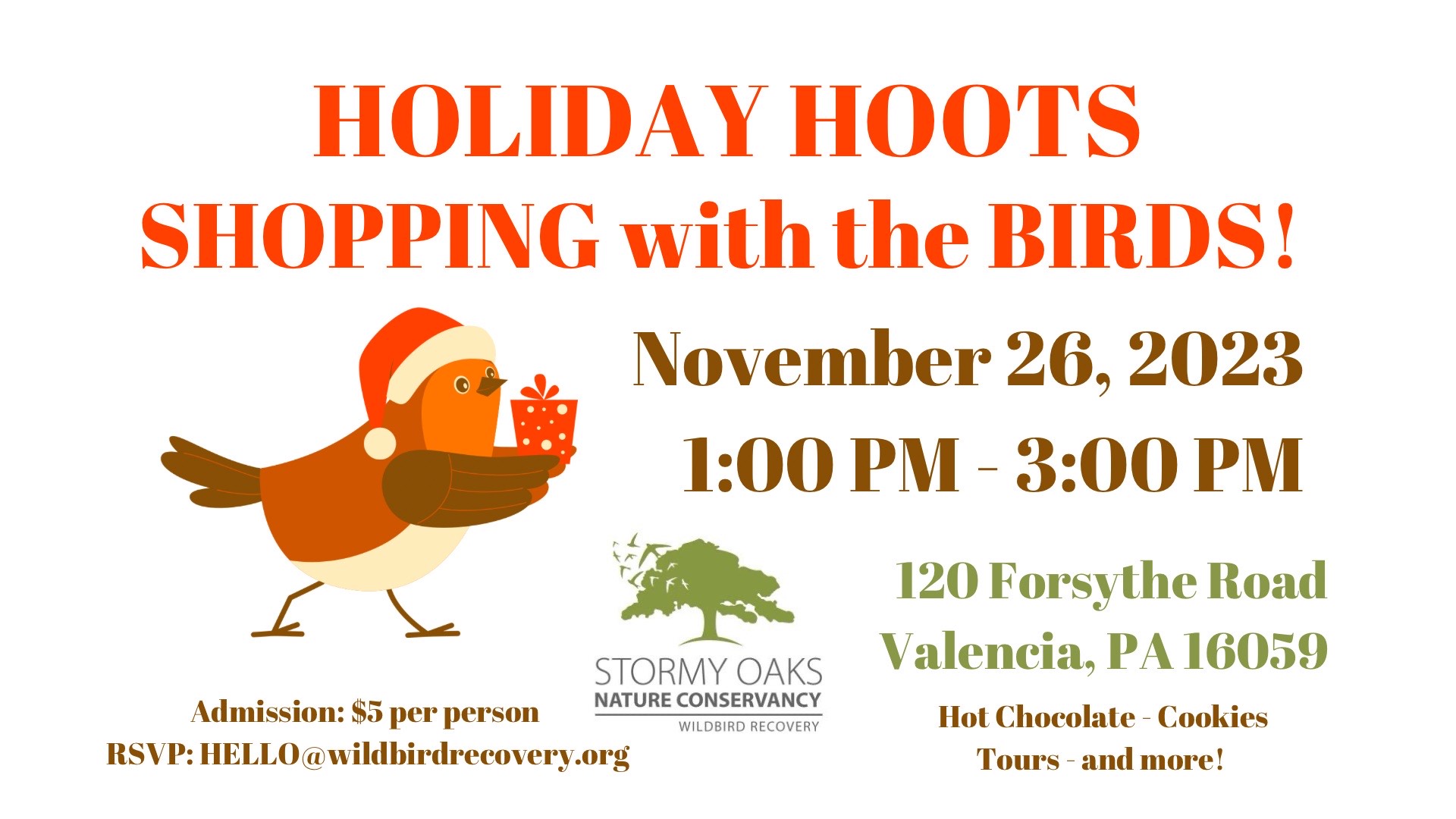 Holiday Hoots benefits Wildbird Recovery